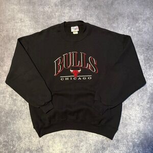 Vintage Chalk Line Chicago Bulls Crewneck Mens XL Black Embroidered NBA 90s